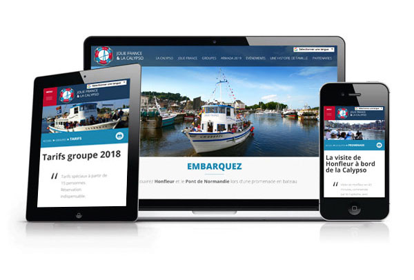 Exemple de création sites internet entreprise www.promenade-en-bateau-honfleur.fr